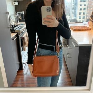 Lo and Sons Pearl Crossbody - Nappa Leather - Sienna/ Tan Color